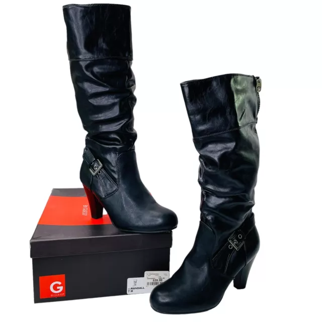 G by Guess Boots Women’s Sz 7M Randall Black Mid-Calf Zip Up Heel Boot Shoes