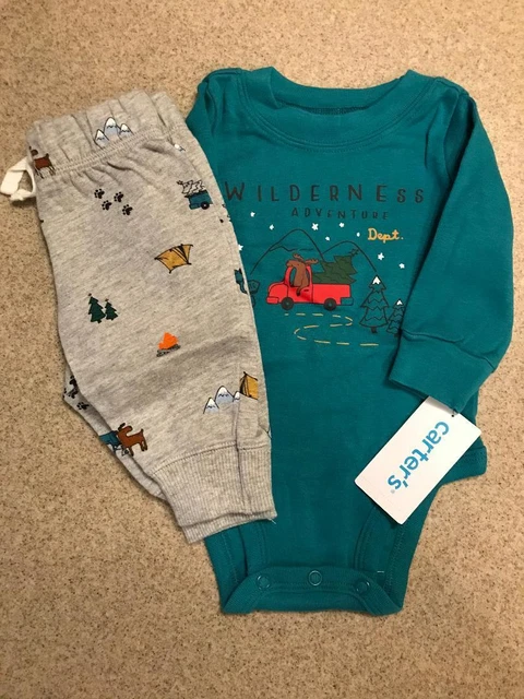 New Baby Boy Carter's 2-Piece Forest Bodysuit Pant Set 3 6 9 12 18