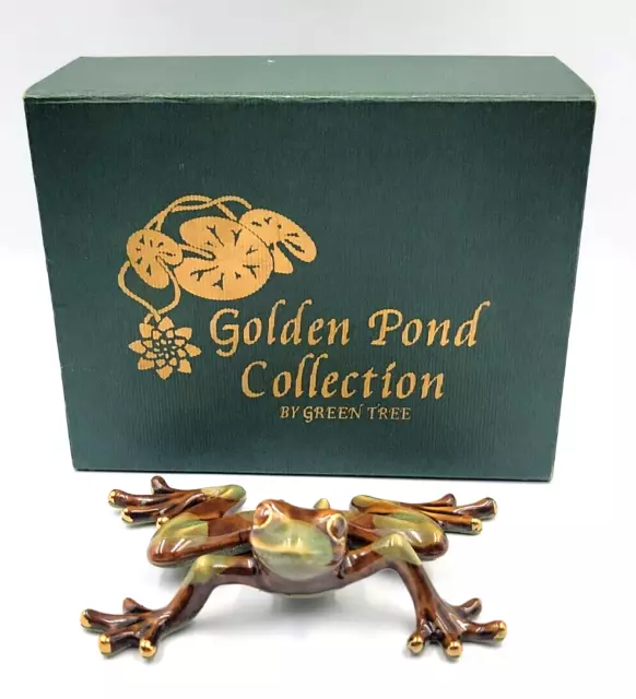 Golden Pond Collection Green & Brown Frog With Gold Accents Wall Plaque Figurine