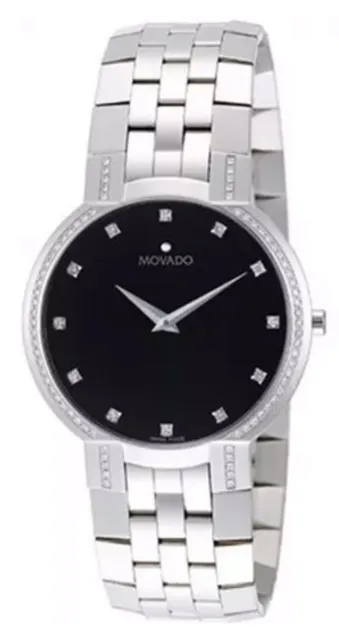 Men's Movado Museum Faceto Factory Diamond Swiss Watch 0605585
