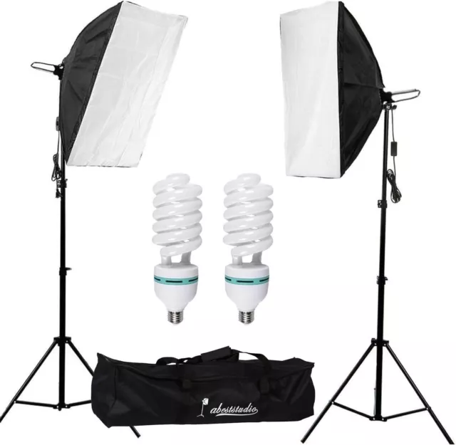 Photo Studio 2x135W Soft Box Continuous Lighting Softbox Light Stand Kit Set