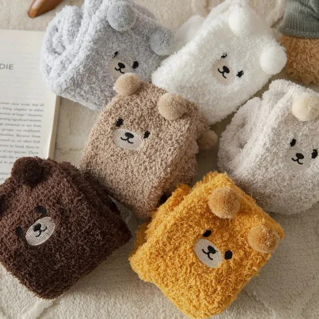 Bear Hug Bliss: Kawaii Fluffy Socks for Cozy Comfort