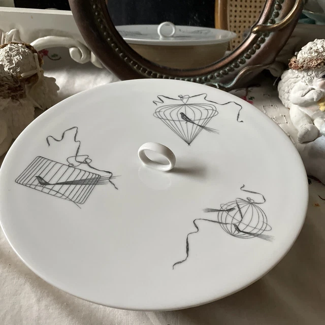 Vtg Raymond Loewy B & W Bird Cage Johahn Haviland PapaGeno Cover for Dish