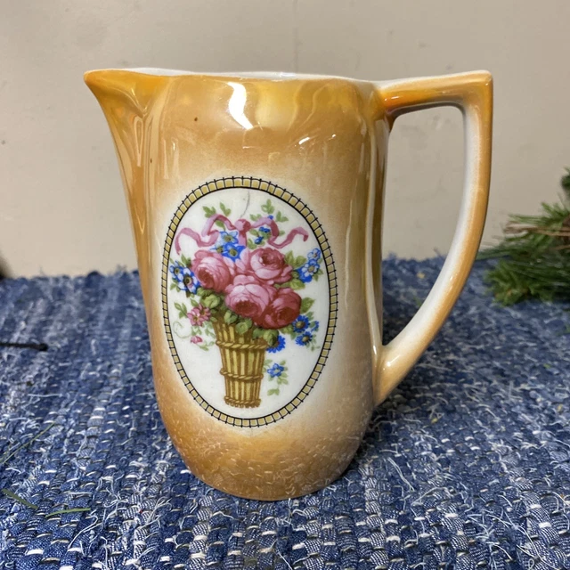 Antique Lusterware Bavarian Creamer/ Sm Pitcher 5.5”