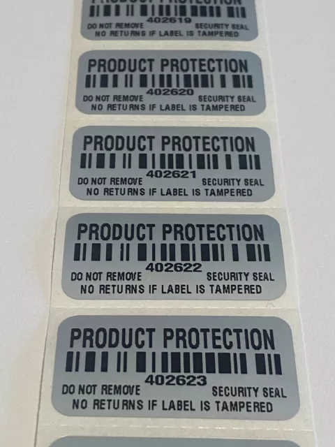 100 Product Protection-Barcode-Serial Numbering- Security Labels Stickers Seals