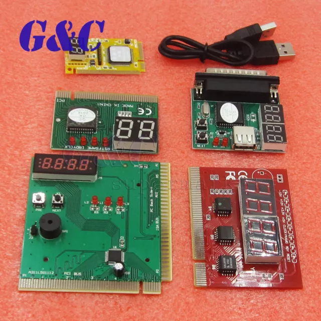 2/4 Bit 3 in1 PCI PCI-E PC Analyzer Diagnostic Card USB Card POST Card 2