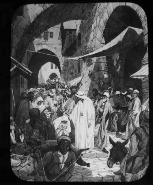 Glass Magic Lantern Slide THE HEALING OF THE WOMAN C1910 CHRISTIAN RELIGION