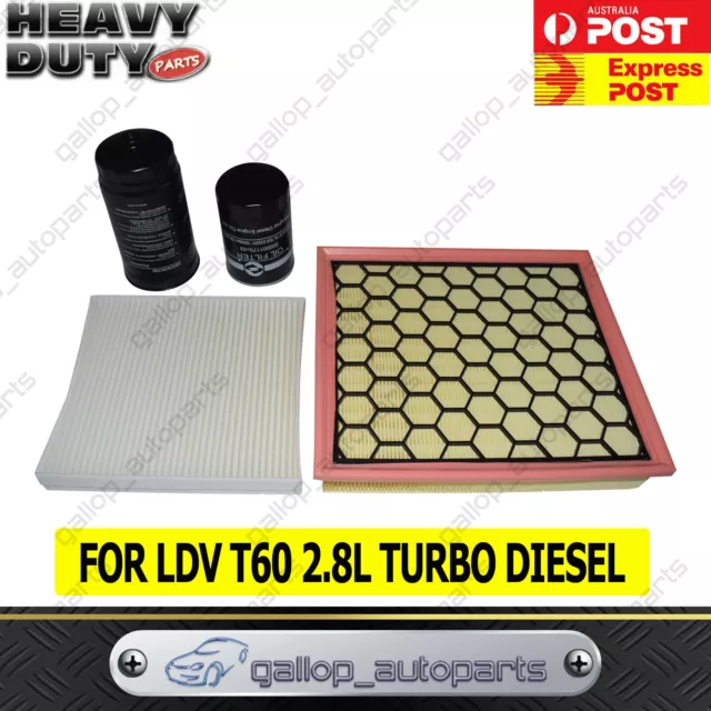 Fit LDV T60 2.8 DIESEL 2017 - ON SERVICE FILTER KIT (OIL AIR FUEL CABIN)