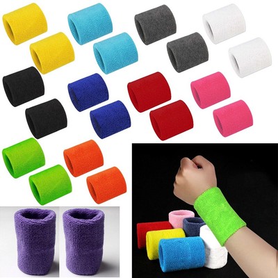 1 Pair Sports Tennis Band Wristbands Sweatband Polyester Basketball Badminton