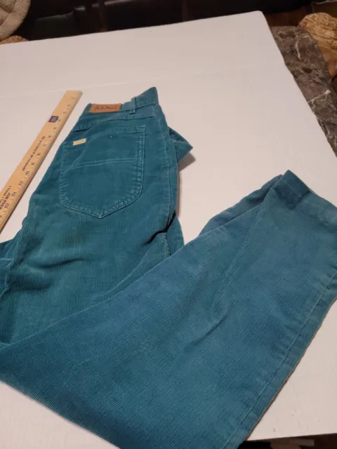 Vintage 70s 80s LL Bean Corduroy Pants 8 Petite  USA Made Teal Union Tag Maine