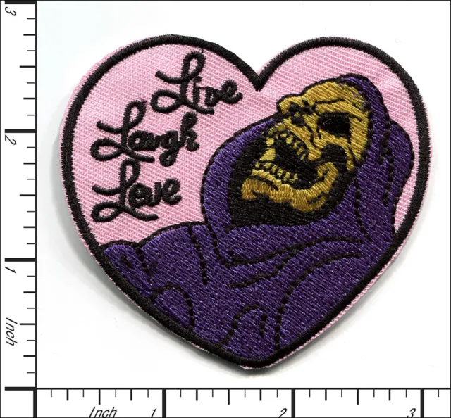 20 Pcs Embroidered Ironon patches Heart Skeletor Laugh Love 7.3cm x 7cm AP015LL1