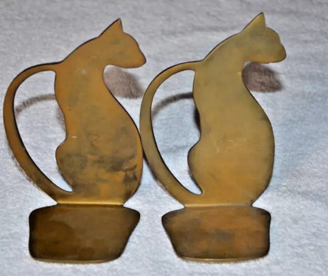 Vintage Pair Of  1960’s Brass Cat Bookends