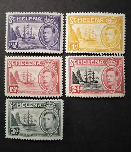 St Helena Stamps : 1938, King George VI Definitive, short set to 3d- MVLH