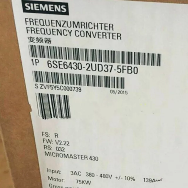 New Siemens 6SE6430-2UD37-5FB0 6SE64302UD375FB0 MICROMASTER430 without filter