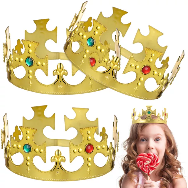 3 piezas Corona Pedrería Tocados Mini Pastel Sombreros Para Niños Cumpleaños