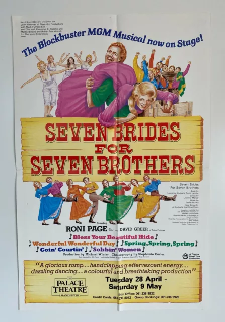 Seven Brides For Seven Brothers  Manchester 1987 Large Poster - GC