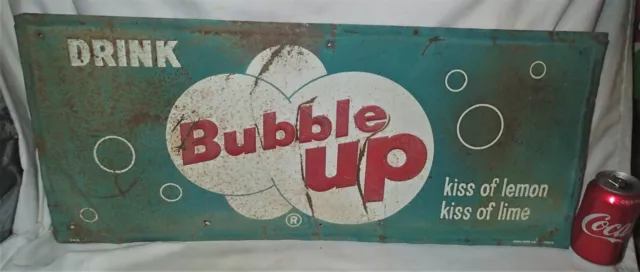 Antique Metal Bubble Up Lemon Lime Soda Art Advertising Press Sign Co. St. Louis