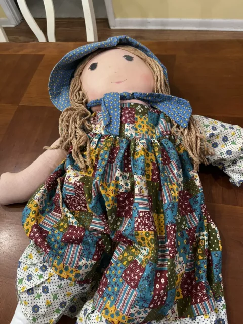 Vintage 1970s Knickerbocker HOLLY HOBBIE Large Cloth Rag Doll 32 inches 