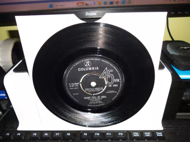 The Yardbirds.  " Heart Full Of Soul "  7" Vinyl Single. Orig Uk 1965. Columbia.