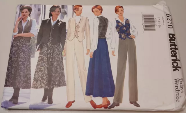 6270 Butterick SEWING Pattern UnCut Misses 12 14 16 jacket vest skirt pants