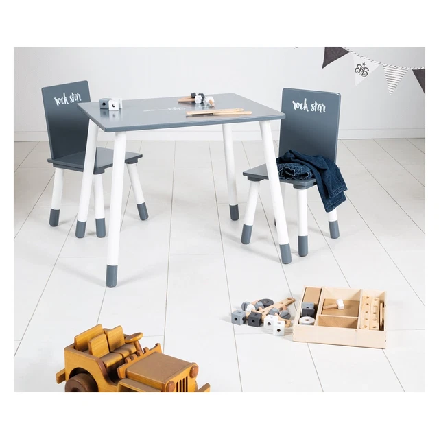 Roba Kids Kinder Sitzgruppe Rock Star Baby 3 Kindermöbel dunkelgrau lackiert TOP