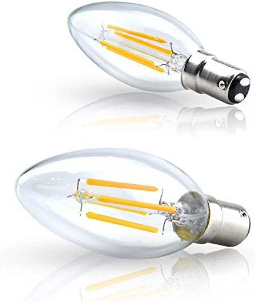 Luxvista 4W B15d Filament LED Kerze Glühbirne C35 5er-Pack B15 dimmbar 6