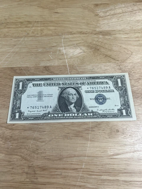 1957 A Uncirculated Silver Certificate Star Note Blue Seal 1 Dollar Bill