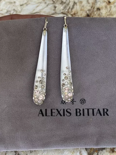 100% Authentic Long Alexis Bittar Long Lucite & Multicolor Crystal Earrings