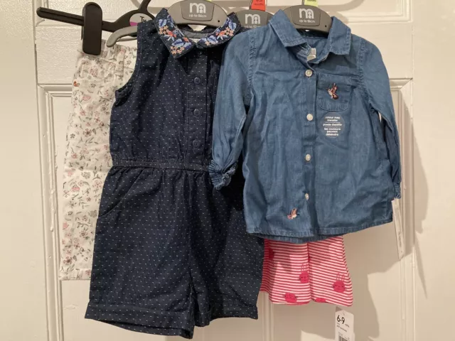 4 Item Baby Girl BNWT Bundle 6-9 Months Mamas & Papas Mothercare Playsuit Jeans
