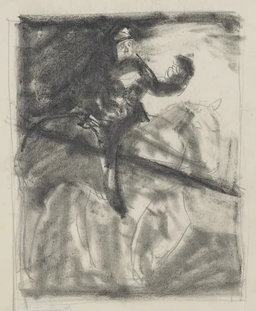 C. WALTHER (1880-1956), Lanzenreiter, um 1910, Bleistift Symbolismus Militär