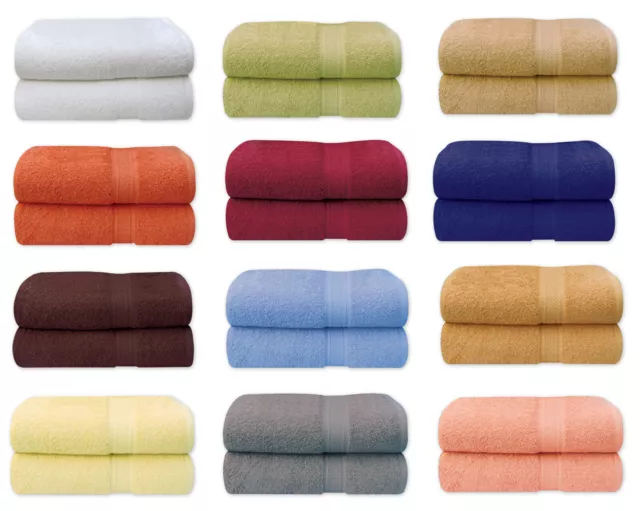 2 Piece 100% Cotton Bath Towels Soft Feel, Super Absorbent & Quick Dry 70x137cm