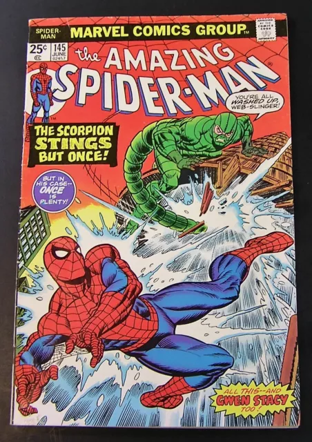 Marvel Comic THE AMAZING SPIDER-MAN #145, 1975 VF (lot h)