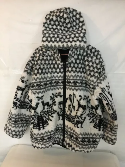 Womans winter coat w/matching hat, X-Large, creative white, grey/black design