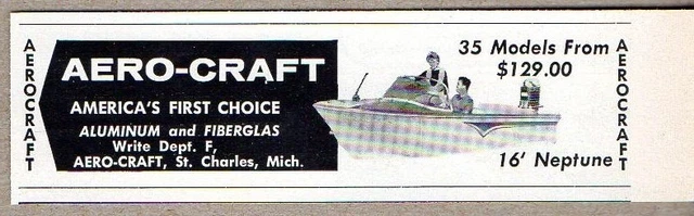 1960 Print Ad Aero-Craft 16 ft Neptune Boats St Charles,MI