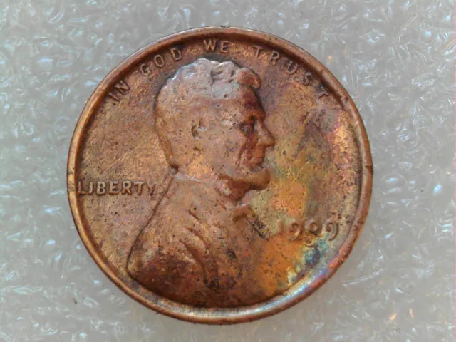 1909 vdb 1c lincoln cent wheat penny- color appears altered