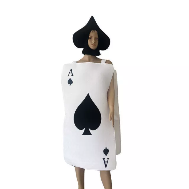 Adult Ace of Spades Costume Playing Cards Poker Stag Women's Fancy Dress Outfit