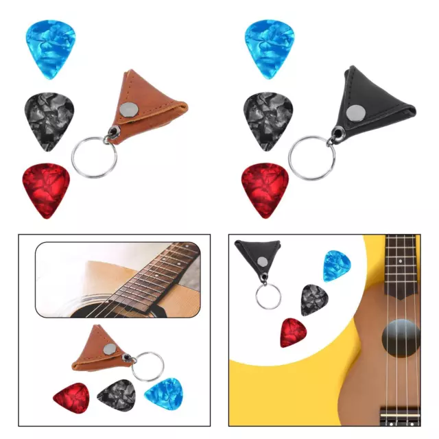 Gitarrenplektrenhalter mit 3 Gitarrenplektren für E-Gitarre, Erwachsene und