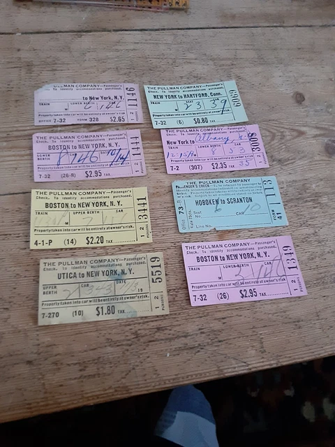vintage railroad tickets stubs,pullman company from the 40's