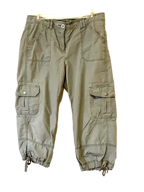 TOMMY HILFIGER Pistachio Green Cotton Capri Cargo Pants 12 Adjustable Leg