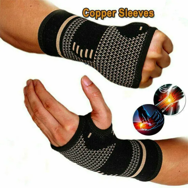 Copper Wrist Hand Brace Support Fit Carpal Tunnel Splint Strap Sprain Arthritis 2