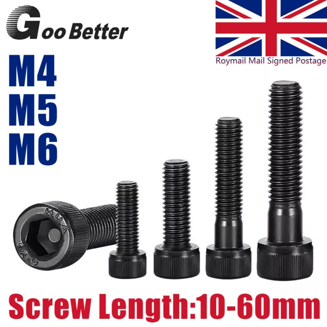 M4 M5 M6 Cap Head Allen Bolts Self Black Colour High Tensile 12.9 Socket Screws