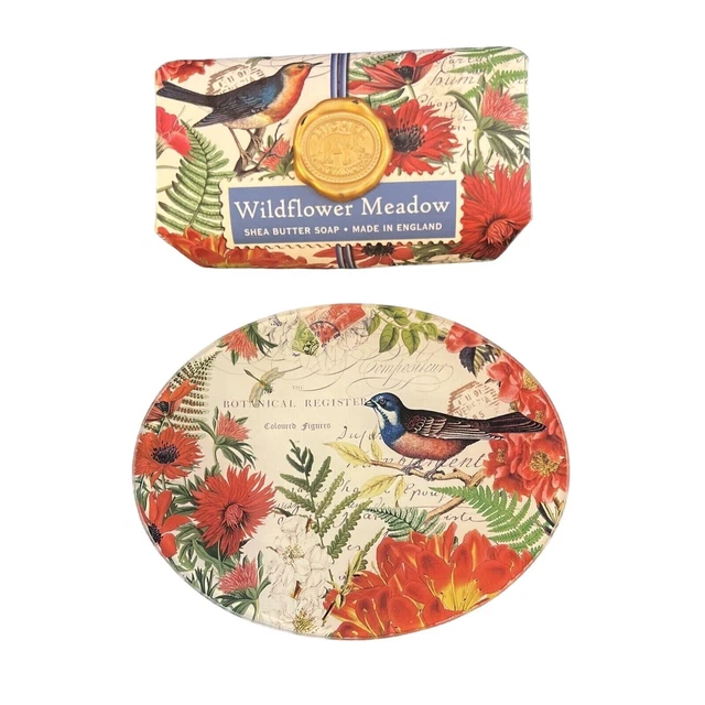 Michel Design Works Soap Bar Wildflower Meadow w/ Glass Soap Dish Gift Set Michel Design Works Soap Bar Wildflower Meadow w/ Glass Soap Dish Gift Set