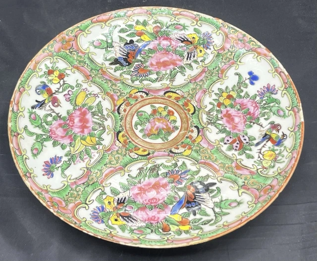 ANTIQUE LATE QING 8 1/2” Rose Medallion Chinese Export Porcelain Plate ...