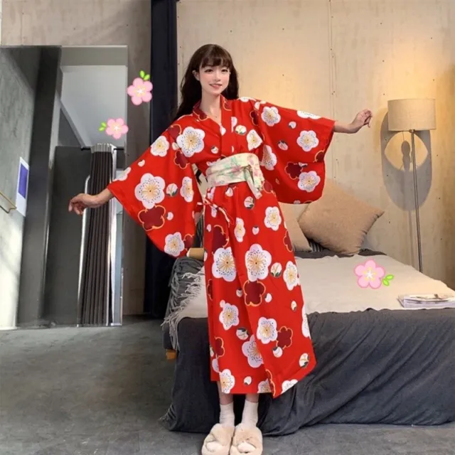Lady Kimono Yukata Japanese Sakura Bathrobe Floral Sleepwears Retro Cosplay Home