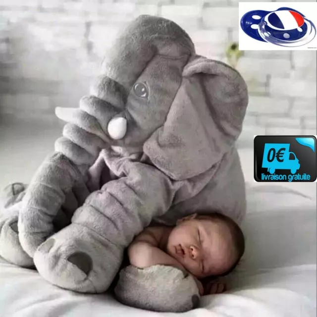 Peluche éléphant  éveil de votre bébé  coussin doudou pour son sommeil apaisé