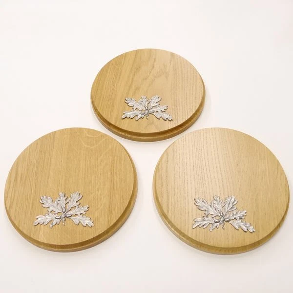 3 Pieza Keilerschilder Redondo Roble Claro AF19cm Con 3 X Hoja de 6-blättrig