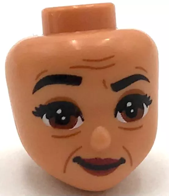 Lego New Mini Doll Head Friends with Black Eyebrows Big Eyes Wrinkles Old Smile