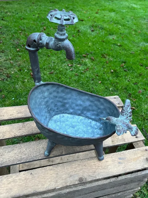 Zinkwanne Blumentopf Badewanne Kräuter Pflanzgefäß Kübel Metallwanne Vintage M