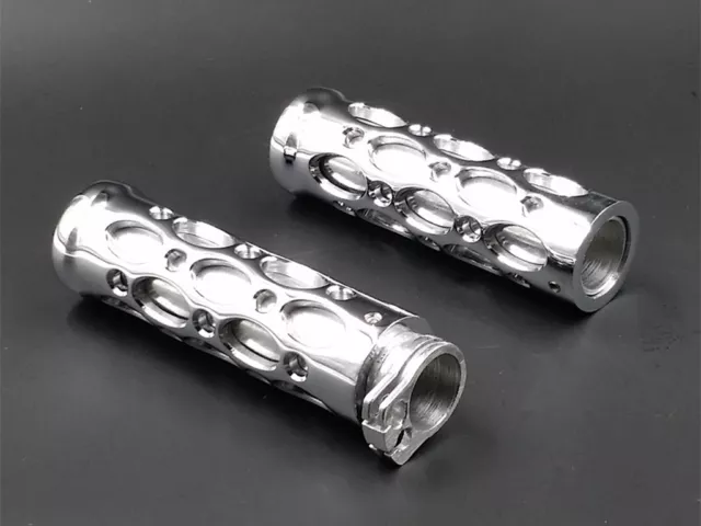 Chrome 7/8" Hand Grips for Honda Suzuki Kawasaki Yamaha Cafe Motorcycle Custom