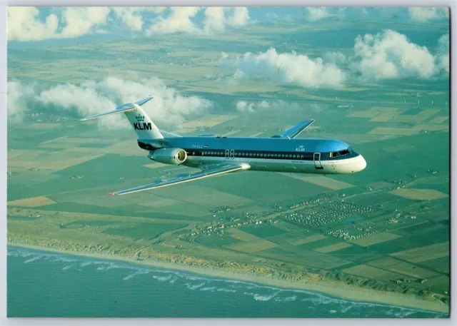 Airplane Postcard KLM Royal Dutch Airlines Fokker 100 PH-KLC In Flight BX20